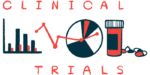 A graphic shows the words CLINICAL TRIALS framing images of a bar graph, a pie chart, and a pill bottle.