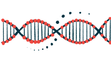 An illustration shows a strand of DNA.