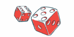 An illustration shows a pair of dice.