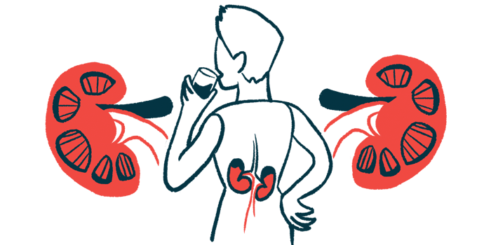 An illustration shows an outline of a person drinking with the kidneys highlighted.