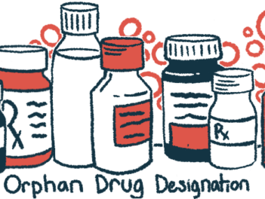An illustration of prescription medicine bottles with the words orphan drug designation printed underneath.