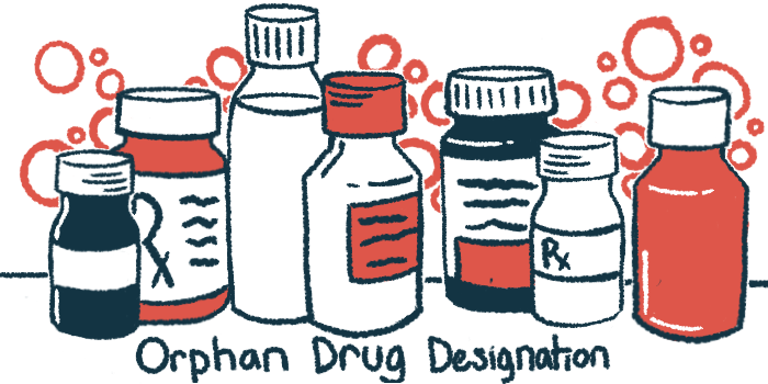 An illustration of prescription medicine bottles with the words orphan drug designation printed underneath.